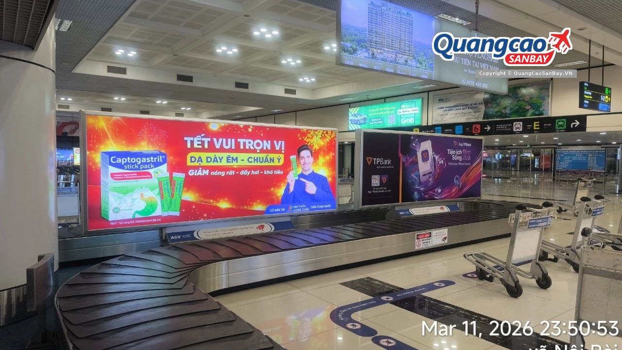 Cận cảnh quảng cáo OOH nổi bật tại băng chuyền sân bay Nội Bài (Ga Quốc Nội) – Update 06-2026